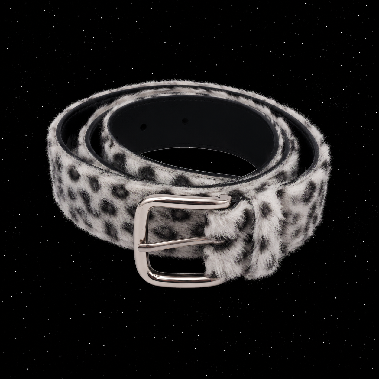Faux Fur white leopard belt
